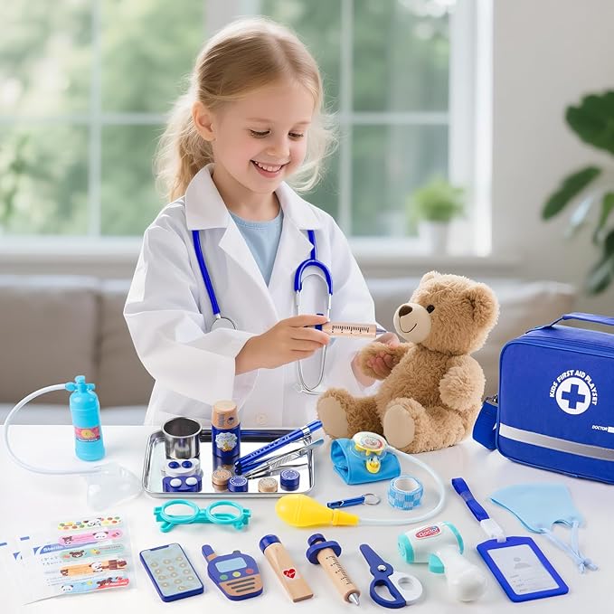 Doctor Kit for Kids, 35 Pcs Kids Doctor Kit for Toddlers 3-5 with Medical Storage Bag & Real Stethoscope, Pretend Play Doctor Set for Fun Role Playing Game, Doctor Play for Kids Boys Girls