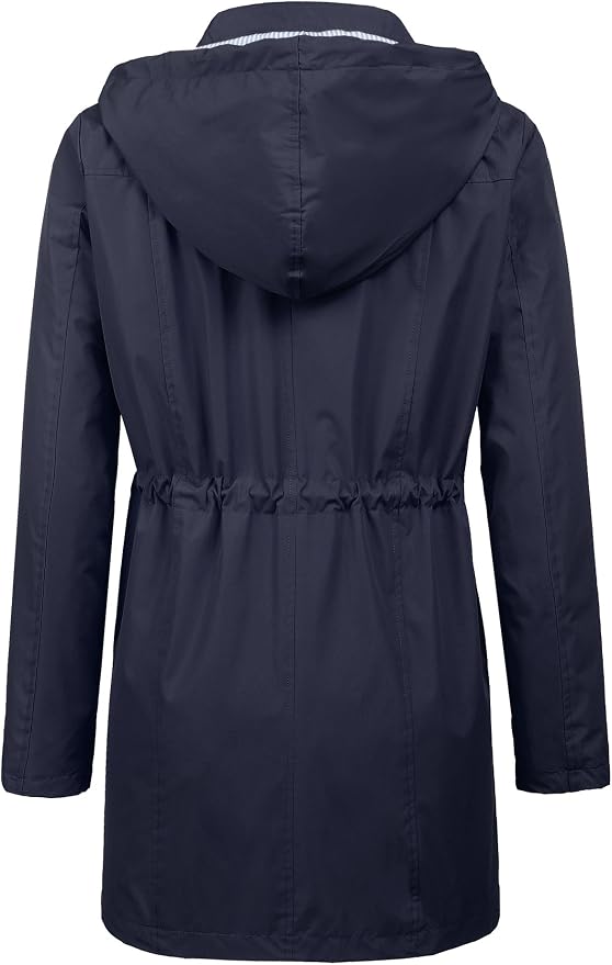 LOMON Raincoat Women Waterproof Long Hooded Trench Coats Lined Windbreaker Travel Jacket S-XXL