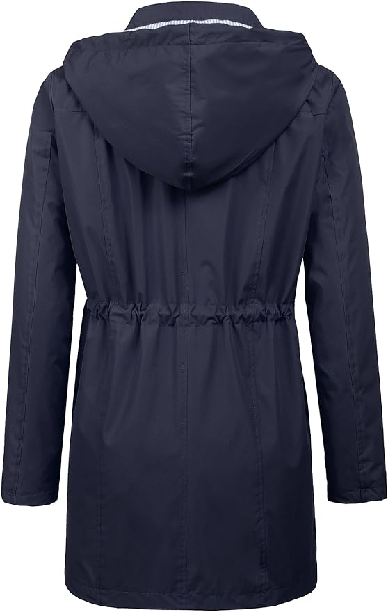 LOMON Raincoat Women Waterproof Long Hooded Trench Coats Lined Windbreaker Travel Jacket S-XXL