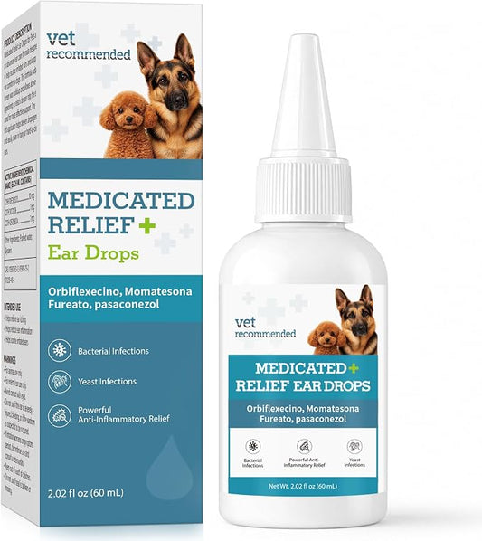 Dog Ear Infection Treatment, Yeast Infection Treatment for Dogs, Dog Ear Drops, Helps Relieve Ear Discomfort, Reduce Wax Buildup & Maintain Ear Cleanliness, Easy-to-Use Dropper, 2.02 fl oz (60 mL)
