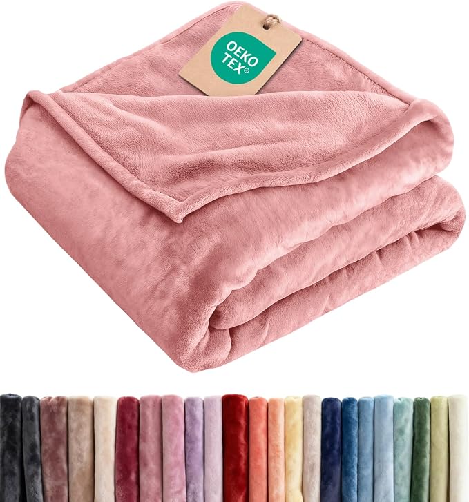 Fleece Blanket Cal King - Ultra-Soft Flannel Fleece Blanket - Rose Pink | Soft, Warm, Outdoor Picnic Blanket for Camping, Travel, Lightweight, Cozy, Anti-Static, Home Decor Gifts for Men & Women