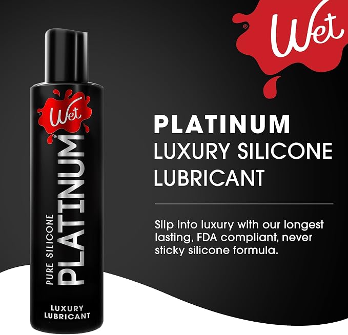 Wet Platinum Silicone-Based Personal Lubricant | Ultra Smooth, Super Slick, Hypoallergenic, Long-Lasting Performance, Waterproof Formula| Lube for Men, Women & Couples, 3 fl oz
