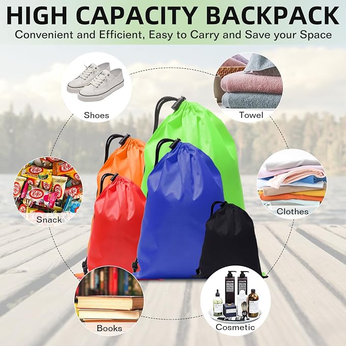 iMucci Upgrade Drawstring Bag Sack Nylon Bag Ditty Bag for Gym Traveling, Hiking, Yoga, Shopping