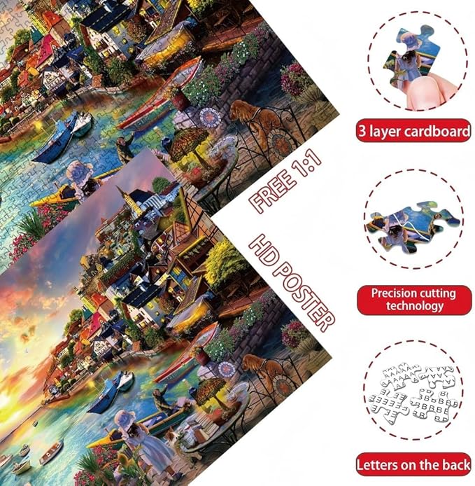 Summer Lake Puzzles for Adults 1000 Pieces, Sunset Landscapes Intellectual, Decompressing, Challenging Fun Game Jigsaw Puzzles Toy for Kids, Family, Friends Finished Size 27" x 20"