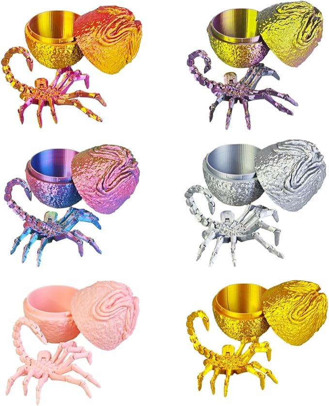 3D Printing one-Piece Articulated Movable face-Hugging Bug Alien Bug Egg Toy Desktop Decoration, Creative Ornaments, Adults Fidget Toys (Yellow Green - Facehugger + Alien Eggs)