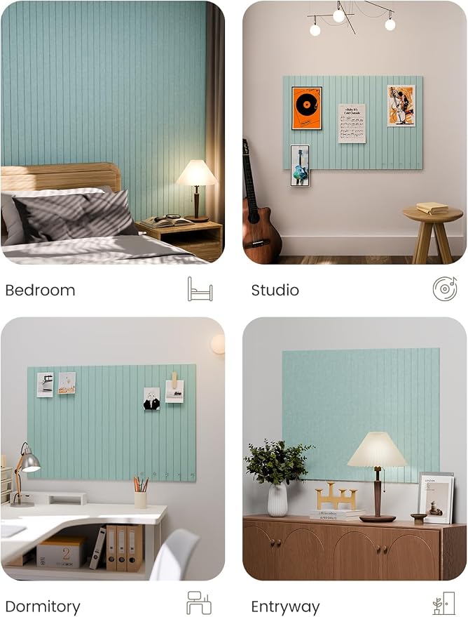 Fluxynara 36" x 24" Large Felt Bulletin Board, Aqua Blue | 6 Pack Cork Board Alternative with 30 Safe Adhesive Tabs, Pin Boards for Wall Decor, Home, Office, Classroom,Dorm