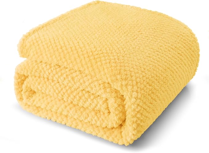 Whale Flotilla Soft Fleece Queen Size Bed Blanket, Yellow | 90x90 Inch, Suitable for Bed, Fluffy Fuzzy Jacquard Blankets for All Season, Lightweight and Cozy