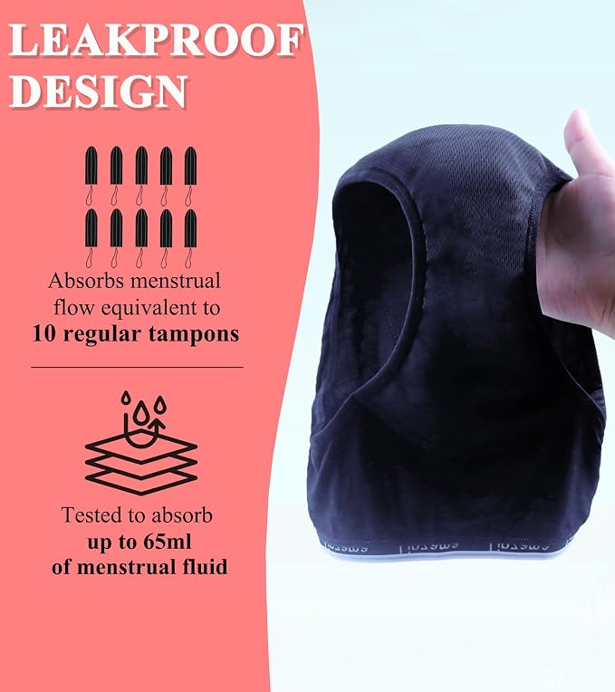 Teen Girls Incontinence Underwear，Holds Up to Regular 10 Tampons Leakproof Period Viscose，Reusable