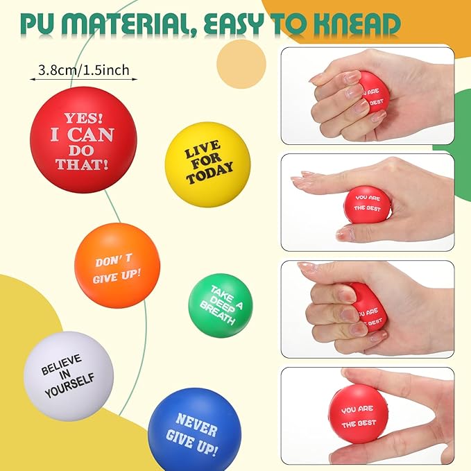 Chivao 300 Pcs Motivational Stress Balls Colorful Foam Inspirational Quotes Anxiety Relief Balls Small Funny Stress Relief Hand Exercise Gifts for Adults Teams Motivating Encouraging (Inspiring)