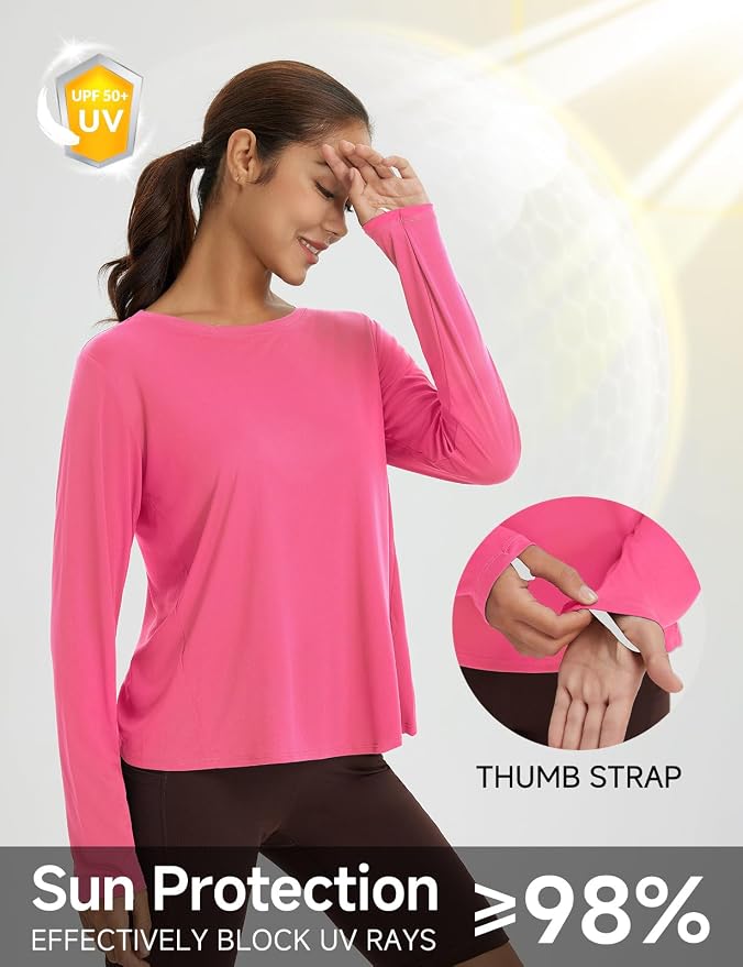 baleaf Women's Long Sleeve Workout Tops Running Sun Shirts Split Back | UPF 50+, Quick Dry, Lightweight, Breathable, Moisture-wicking, SPF, UV, for Athletic, Gym, Hiking, Tennis, Outdoor