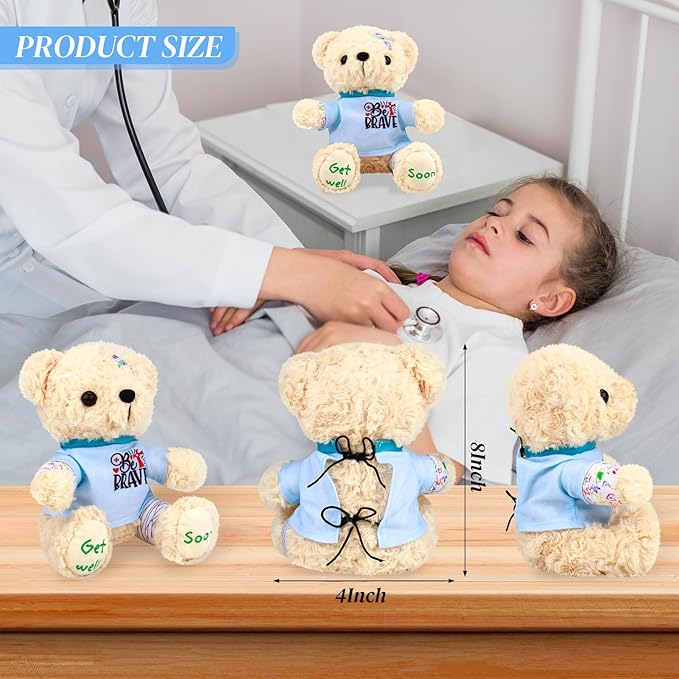 Get Well Soon Gifts for Kids - Get Well Soon Bear Stuffed Animal, Broken Arm Leg Gifts for Kids Adult After Surgery, 8 Inch Soft Get Well Teddy Bear Plush Feel Better Recovery Gift for Comforting
