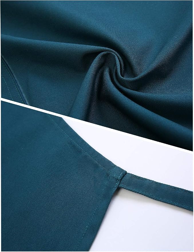 NEWGEM 100% Cotton Cross Back Apron for Women with 2 Pockets - Adjustable Button Straps Pinafore, No Neck Pain Kitchen Chef Apron for Waitress, Barista, Florist (Dark Green)