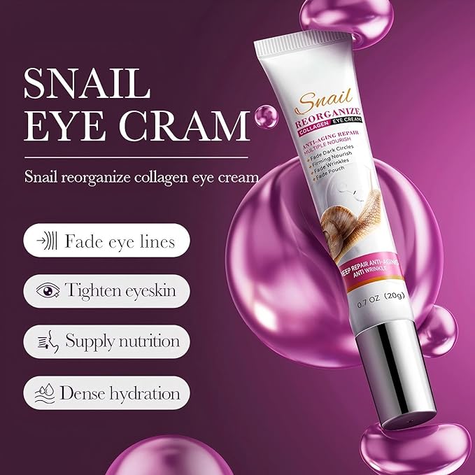 Eye Cream for Dark Circles and Puffiness - Anti Aging Eye Cream for Wrinkles and Fine Lines, Hydrating Under Eye Cream with Snail Secretion Filtrate & Hydrolyzed Collagen, 0.7oz