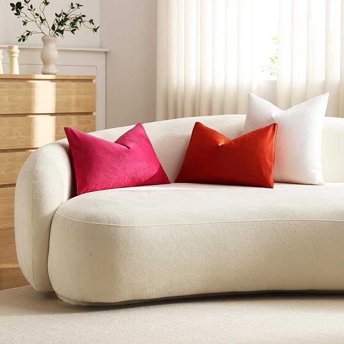Throw Pillow Covers 18x18 Ivory White: Pack of 2 Cozy Soft Velvet Square Modern Luxury Decorative Throw Pillow Cases for Sofa Couch Living Room Bed Home Decor