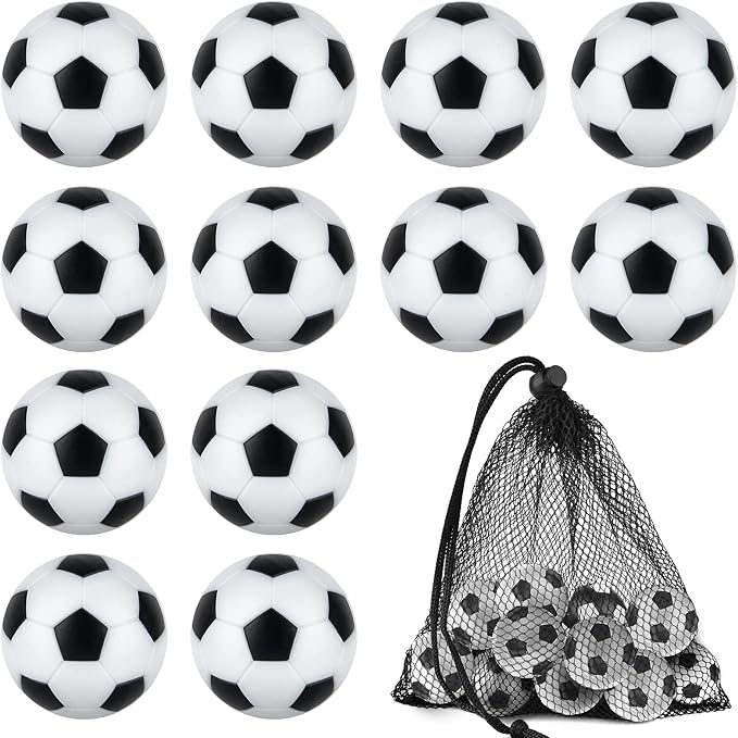 Coopay 12 Pieces 32mm Foosball Balls Table Multicolor Football Soccer Replacement Balls for Official Tabletop Game with a Black Drawstring Bag