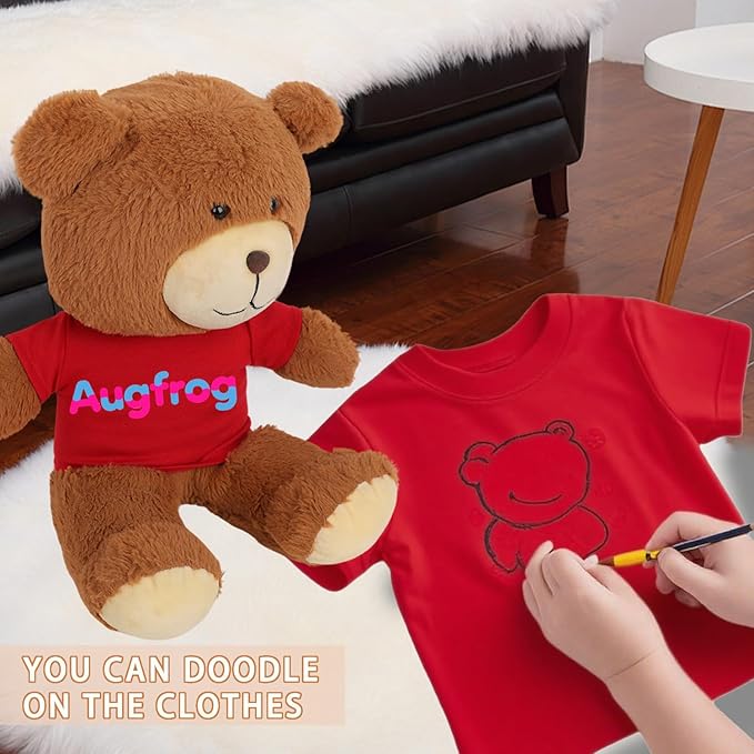 Plush Teddy Bear Clothing Set, Red T-Shirts, Cotton, Basic Style, Easy Put-On Design, 8 Pack
