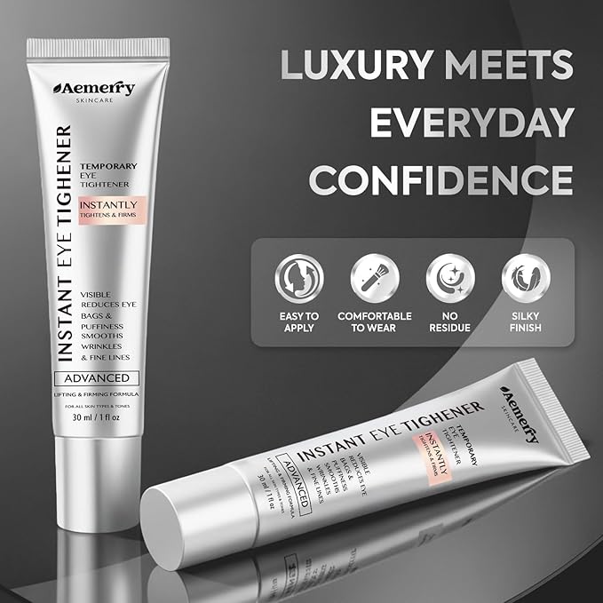 Instant Firm Temporary Eye Tightener: Perfection Tightening & Lifting Cream With Brush For Eye Bags, Wrinkles, Puffiness, Fine Lines – Lightweight, Easy Wear Formula, Gentle For All Skin Types. 1 Oz