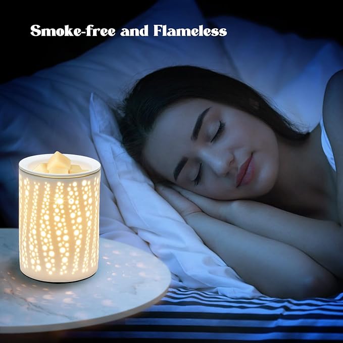 Wax Melt Warmer, Essential Oil Burner, 3-in-1 Heater Removable Tray for Warming Scented Candles to Bedroom Living Room Decor, Ideal Gift for Valentines Mother's Day, Spa and Aromatherapy (Polka Dot)