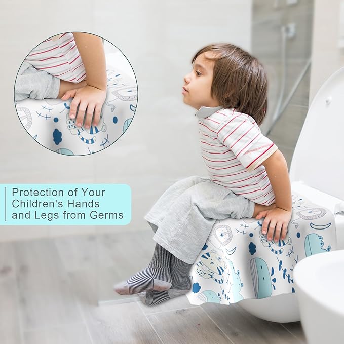 20 Pack Toilet Seat Covers Disposable, Extra Large Toilet Potty Covers for Kids & Adults, Individually Wrapped - Travel Essential, Toddler Potty Training for Trip, Airplane Public Restroom (Animal-A)