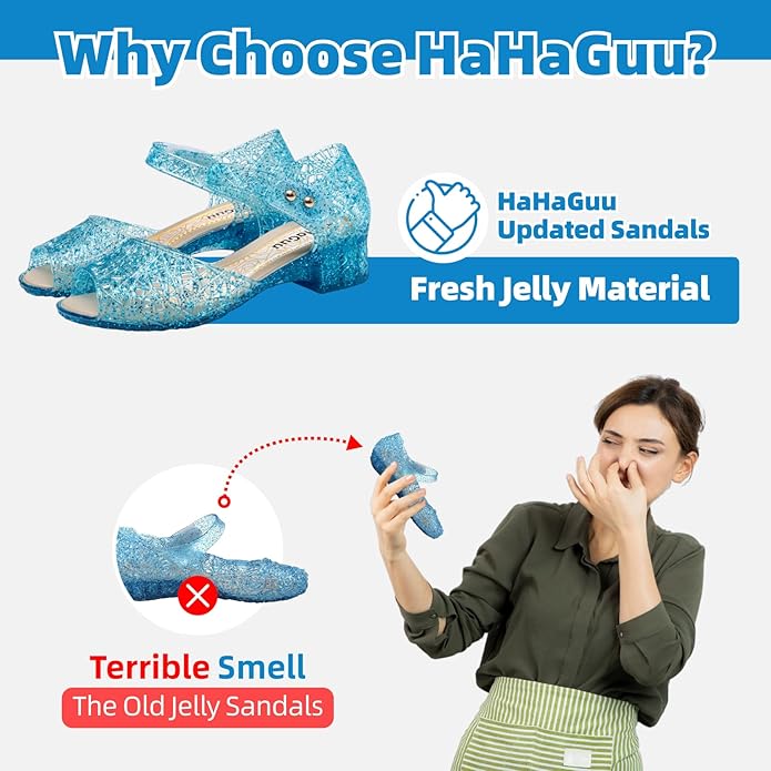Princess Jelly Flats Shoes Girls Birthday Party Heels Snow Queen Cosplay Costumes Dress Up Sandals for Toddler Little Girls Big Kids