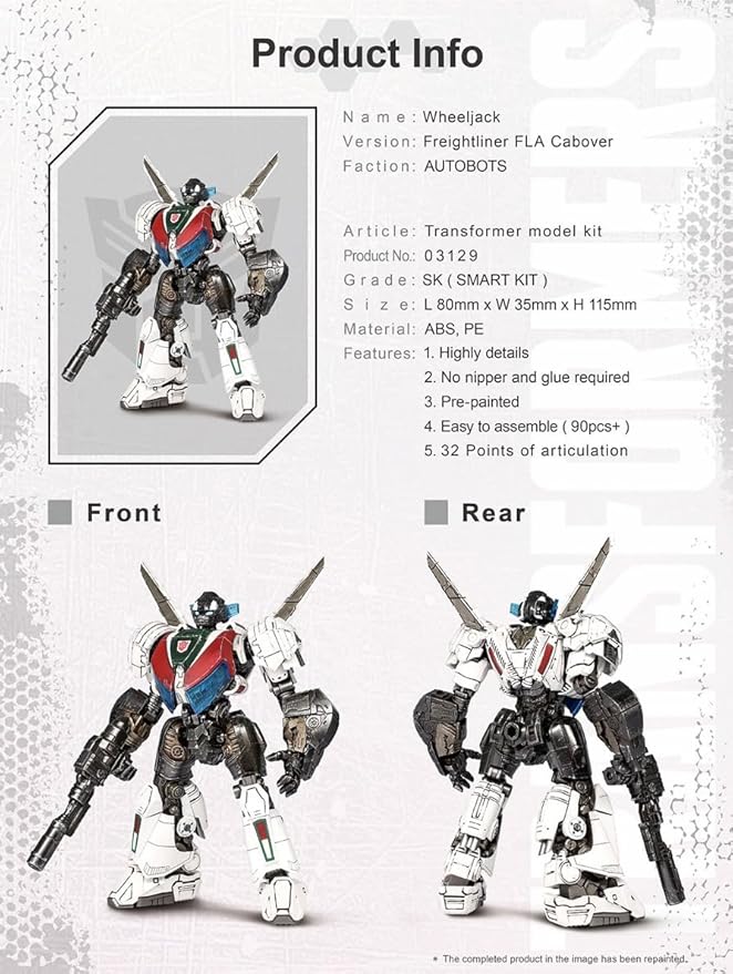 PARKHO Transformers Wheeljack Figure Model Kit – Freightliner FLA Cabover 3D Articulated Action Easy to Assemble Pre Painted Collectible Series Toys Hobby 03129