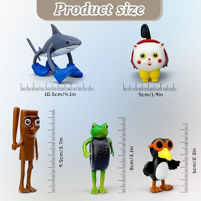 8Pcs Italian Brainrot Action Figures,Tralalero Travala Toy Set Tralalero Travala,Tung Tung Tung Sahur, Brr Brr Patapim - Brainrot fidget Toys,Decorations Gifts for Office Room Figurine Decor (5PCS-A)