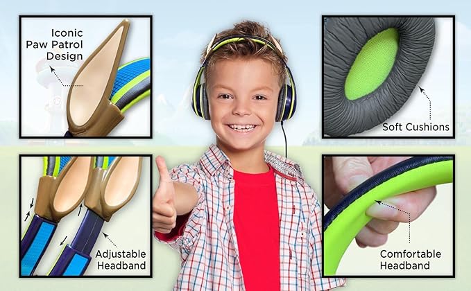 Paw Patrol Chase Headphones for Kids with Built in Volume Limiting Feature for Kid Friendly Safe Listening