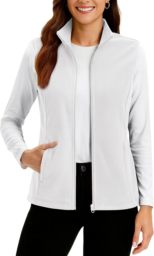 TACVASEN Women's Fleece Vest Lightweight Sleeveless Zip Jacket Outerwear | Soft Polar,Zipper Pockets,Stand Collar,Fall Winter Warm,Outdoor,Athletic,Running,Hiking,Travelling,Golf,Work
