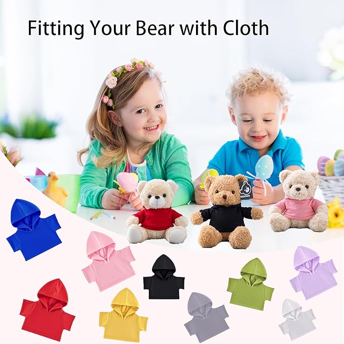 Personalized Teddy Bear Clothes with Photo Text, Custom Stuffed Animal Clothes Fit 8-16inch Stuffed Bear Clothing, Personalized Doll Clothing Make Your Own Plush Doll Shirt