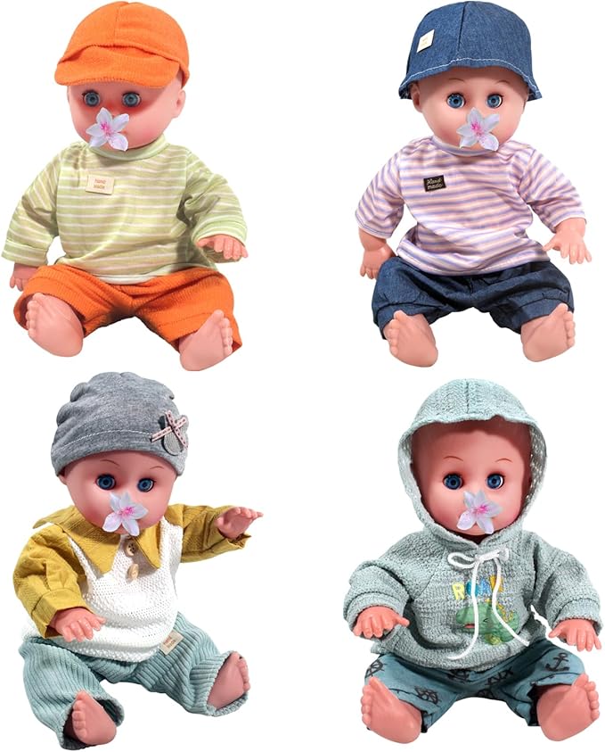 Baby Dolls Clothes Boy for 12 13 14 15 16 Inch Dolls, Doll Clothes 12-14-16 Inch Dolls, 4 Sets 15 inch Doll Outfit Accessories fit Doll Newborn Baby Doll Boy