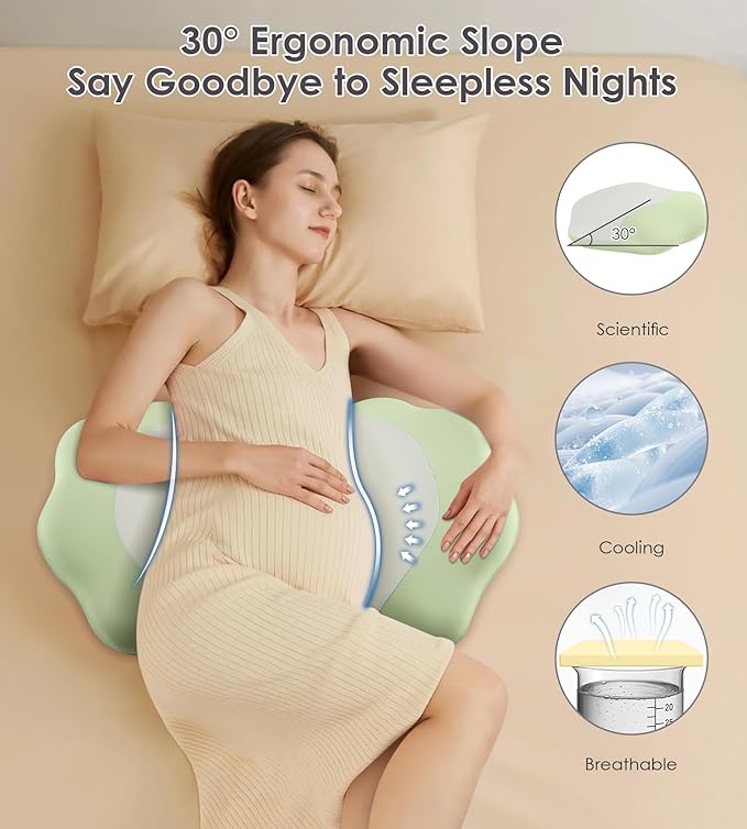Pregnancy Pillows for Sleeping, Memory Foam Maternity Pillow Support for Back Belly HIPS, Adjustable Travel Wedge Pillow for Pregnant Women, Side Spleeping Pregnant Pillows with Cooling Pillowcase