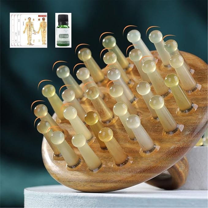 Multifunctional Wood Therapy Massage Tools Meridian Pressure Brush & Cellulite Brush for Scalp Stimulation Body Shaping & Muscle Recovery(28 Nails A-Set)