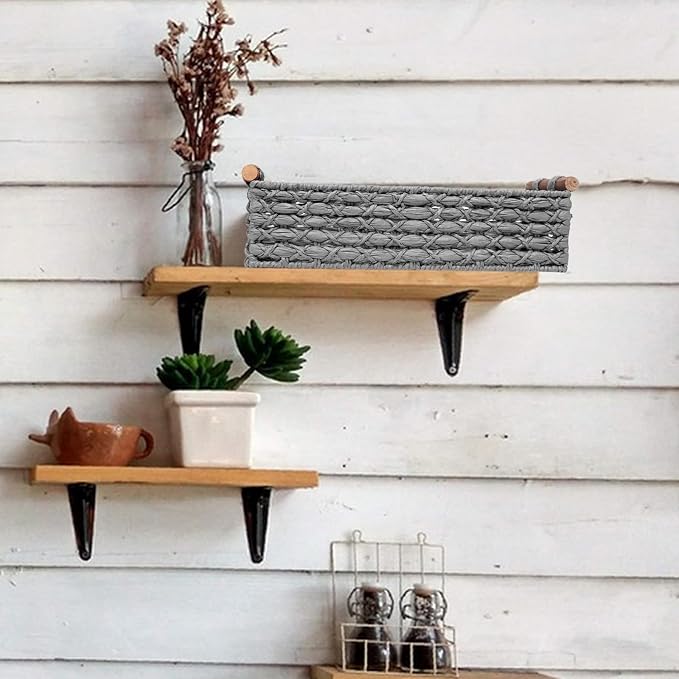 Basket for Toilet Paper Storage Baskets for Bathroom Decor Organizing | with Handle for Bedroom Home Decor and Shelves Apartment Countertop Use,Light Gray