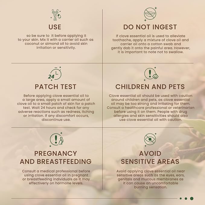 HIQILI 1 Fl Oz Clove Oil for Teeth and Gums, Oral Care, DIY Clean Spray, Aromatherapy - 30ml | Creating a Warm, Comforting Scent for Home, DIY Cleaning Spray, and Homemade Vandles —30mL / 1.01 fl oz