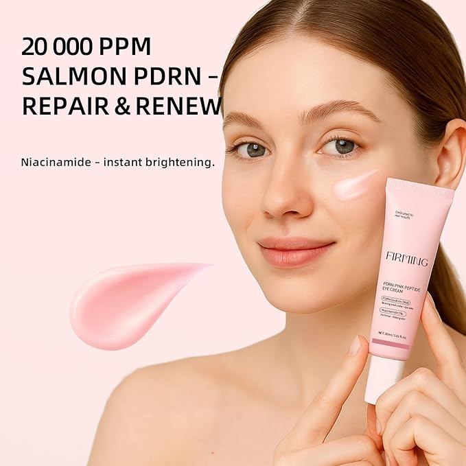 Mtmult Eye Cream Anti Aging Salmon DNA PDRN Pink Peptide Skin Care with 5% Niacinamide, Retinol, Peptides, Sodium Hyaluronate | Eye Treatment for Fine Lines, Dark Circles | 1.01fl.oz