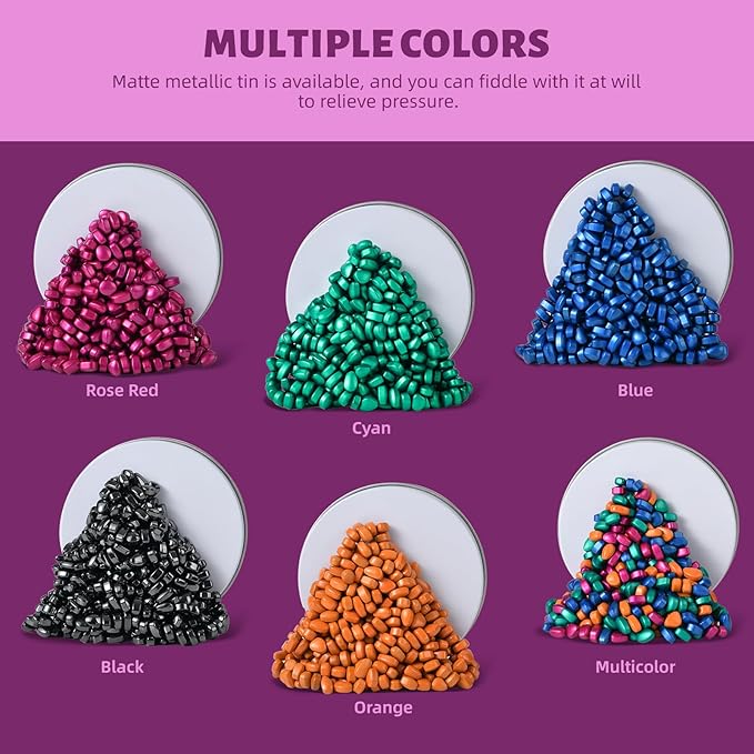 Fidget Toys Adults,Sensory Stones for Stress Relief,300+Multicolour Smooth Ferrite Rocks, Desk Fidgets Toy,Adults Gifts, Holiday Stocking Stuffer