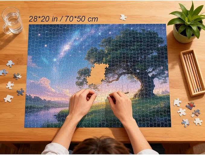 Puzzles for Adults 1000 Pieces - Starry Summer Night Themed Colorful Jigsaw Puzzles, Fun Family Game, Challenging Brain Teaser, 28 x 20 in, Great Gift Idea & Home Decor (Starlit Summer)