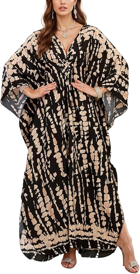 Mumu Dresses for Women Plus Size, Bohemian Kaftan Beach Cover Up Long Maxi Nightgown Soft Loungewear
