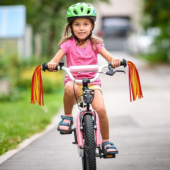 PLATT Kid's Bicycle Handlebar Streamers Colorful Ribbons Tassel for Girls Boys Bicycle Handlebar Scooter Handgrip (1Pair) (orange)