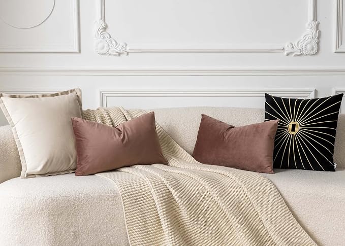 16x24 Pillow Covers Set of 2 Decorative Velvet Throw Pillow Covers,Jam | Luxury Soft Cushion Covers with Invisible Zipper for Couch Sofa Bed Living Room Bedroom Home Decor