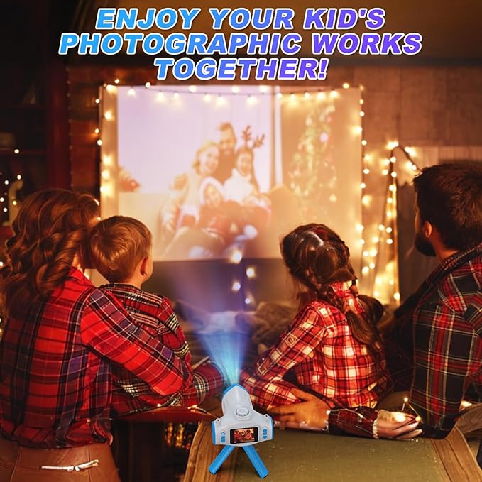 Kids Camera, Camera for Kids with Projector, Offers Projection, 48MP Photography, 1080p Video Recording, Kids Digital Camera Christmas Birthday Gifts for Boys Girls Age 3+ (Blue)