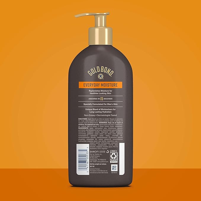 Gold Bond Men's Essentials Everyday Moisture Daily Body & Hand Lotion For Men, 14.5 oz., With Vitamin C