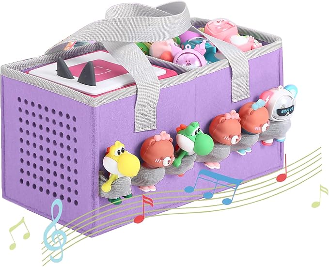 Carrying case for Toniebox Audio Player and Figurines Starter Set,Felt Organizer Bag,Travel for toniebox 2 Earphone and charger accessories portable bag (Purple)