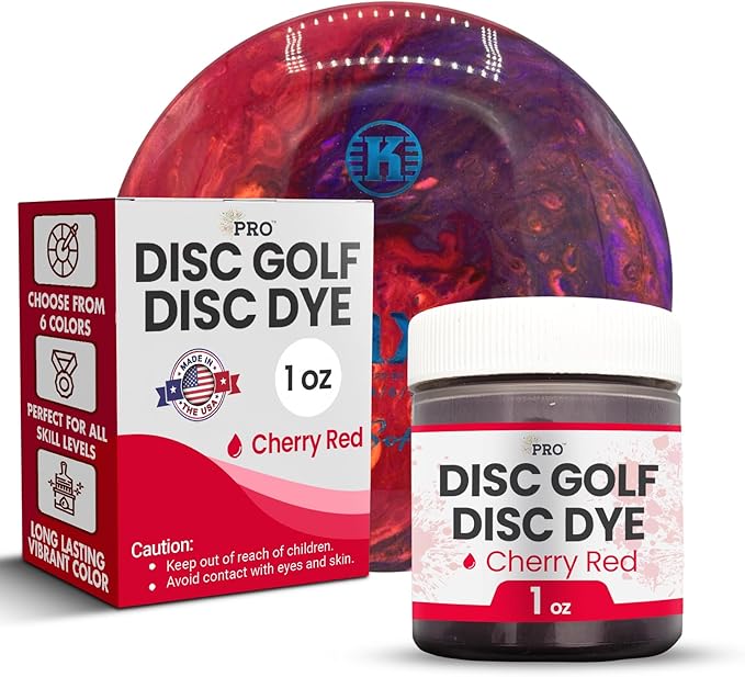 Pro Chemical Disc Golf Dye Kit (Cherry DGD310) | Creat Beautiful Designs with Tie Dye Powder | Great Disc Golf Accessories for Men | 1oz Containers | Best Results on Premium Plastics like ESP, Star
