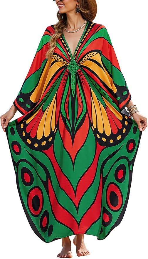 Mumu Dresses for Women Plus Size, Bohemian Kaftan Beach Cover Up Long Maxi Nightgown Soft Loungewear