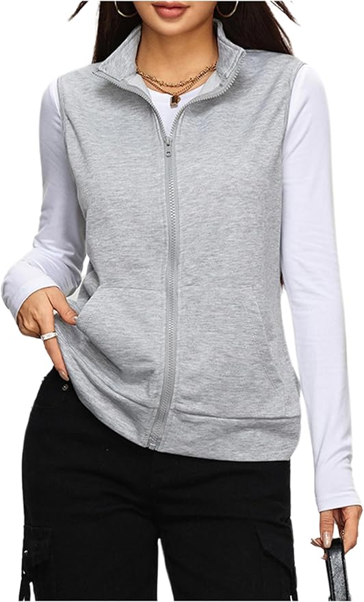 SOLY HUX Womens Zip Up Lightweight Vests Jackets Scrubs with Pockets | Casual, Sleeveless, Spring, Summer