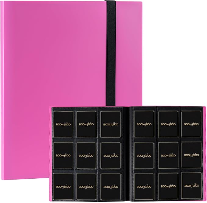 Card Binder 9 Pocket Storage 360 Card Binder,Trading Card Binder Senior and Sturdy Side-Loading Album,Intended For YuGiOh,MTG, TCG,Game Cards & Baseball Card Binde,（Rose Pink）