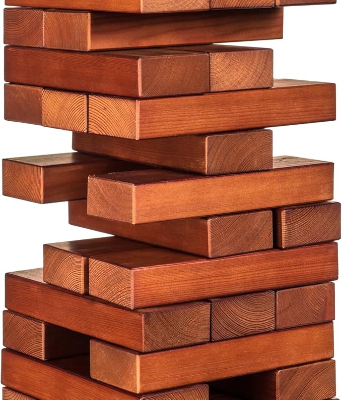Tailgating Pros Premium Giant Toppling Timbers with Tote – Jumbo Outdoor Yard Game, Tower Grows to Over 5 Feet! – Optional Tipsy Stickers Available
