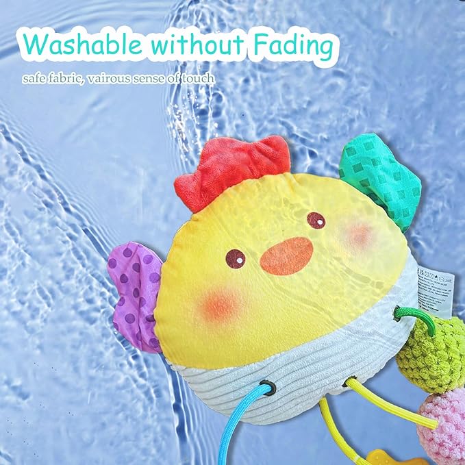Baby Hanging Toys, Plush Animal Stuffed Sensory Toys for Carseat Stroller Car Seat Crib Play Gym, Baby Toys for 0 3 6 9 12 Months, Baby Boys and Girls Gift (Chick)