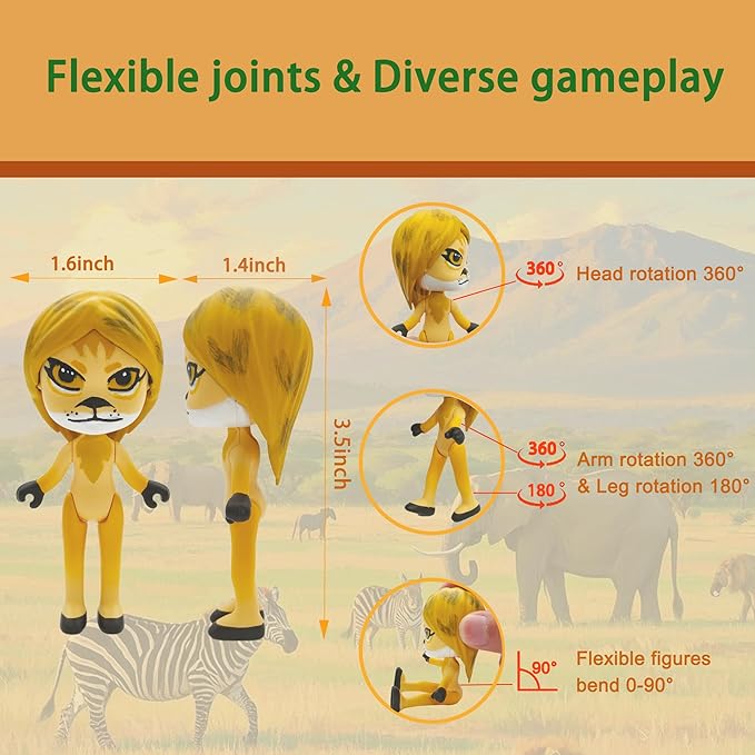 PLENTY MORE Forest Animal Theme Series Action Figure - 3.5 inches / 8cm Collectible Action Figure, Creative Forest Animal Toy, Educational & Fun Play for Ages 3+, Safe & Non-Toxic (Lion The Majesty)